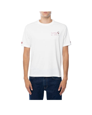 T-shirt in cotone invernale con ricamo Levateje er vino Bianco ARN0004 02770M MC2 SAINT BARTH 