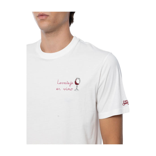 T-shirt in cotone invernale con ricamo Levateje er vino Bianco ARN0004 02770M MC2 SAINT BARTH 