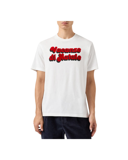 T-shirt in cotone invernale con stampa Vacanze di Natale ARN0004 00661M MC2 SAINT BARTH 
