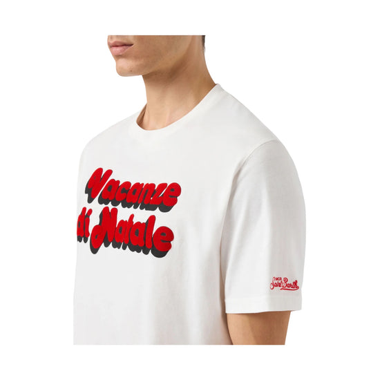 T-shirt in cotone invernale con stampa Vacanze di Natale ARN0004 00661M MC2 SAINT BARTH 