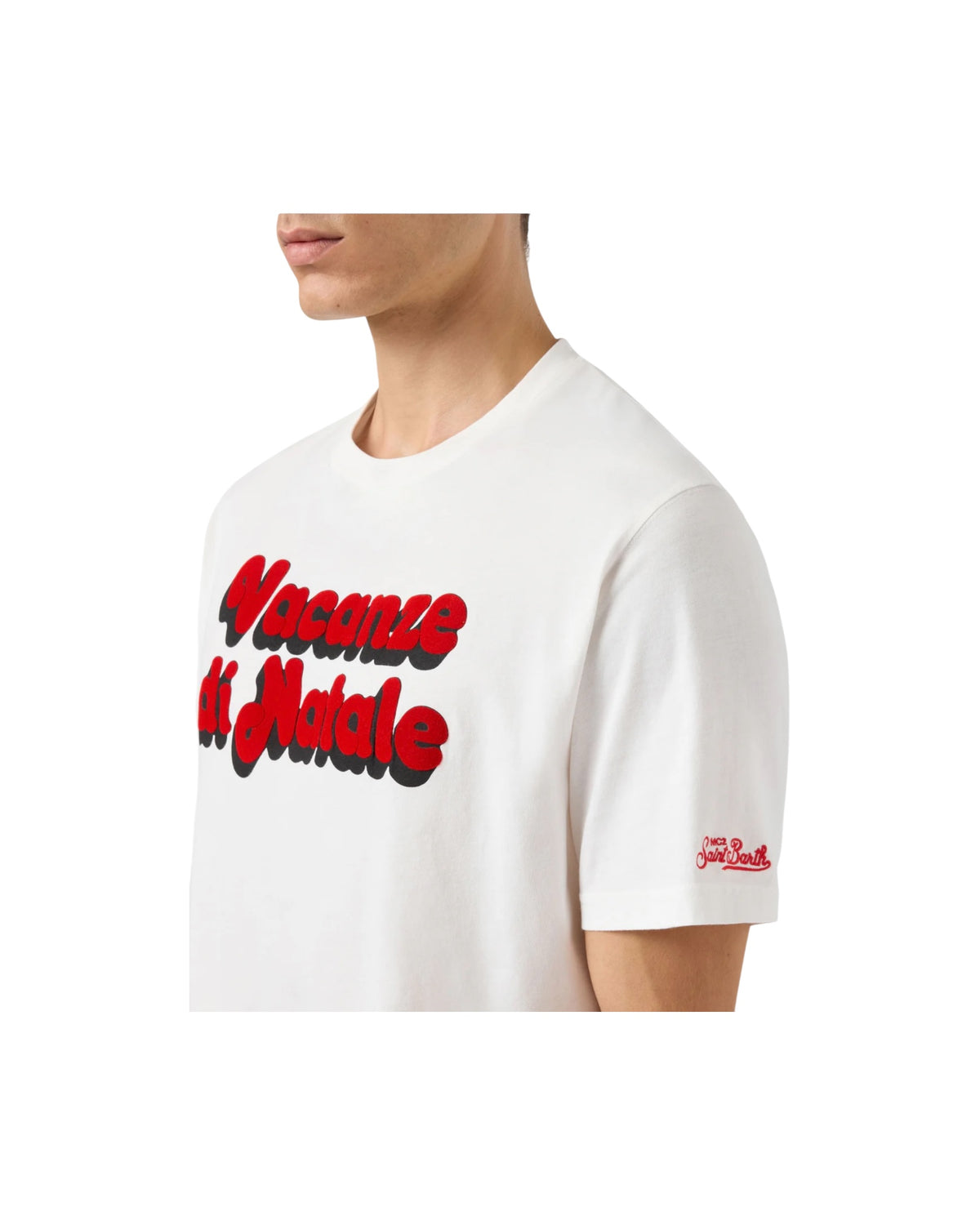 T-shirt in cotone invernale con stampa Vacanze di Natale ARN0004 00661M MC2 SAINT BARTH 