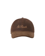 Cappello cerato in velluto a coste Marrone