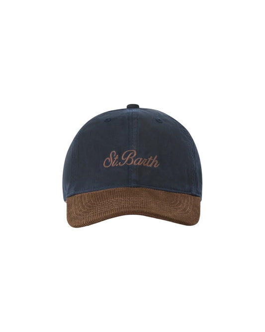 Cappello cerato in velluto a coste Marrone/Blu BASB0024 00165M MC2 SAINT BARTH 
