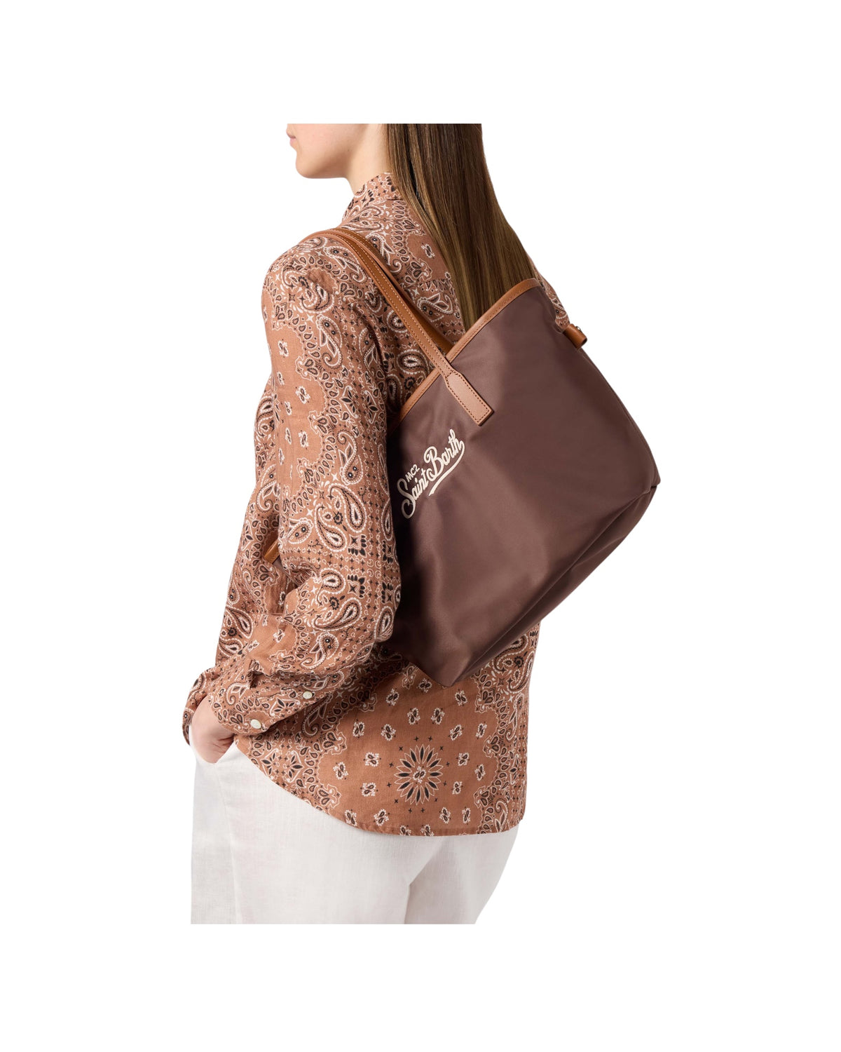 Borsa City Midi in nylon Marrone CB0004 00163M MC2 SAINT BARTH 