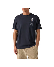 T-Shirt in cotone Blu con ricamo King of the night e stampa orologio