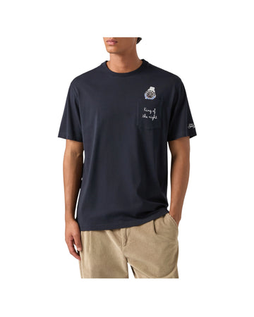 T-Shirt in cotone Blu con ricamo King of the night e stampa orologio CONR0001 03274M MC2 SAINT BARTH 