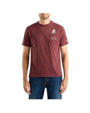 T-Shirt in cotone Bordeaux con ricamo I am a new man