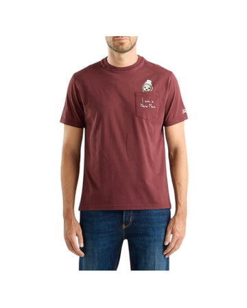 T-Shirt in cotone Bordeaux con ricamo I am a new man CONR0001 03280M MC2 SAINT BARTH 