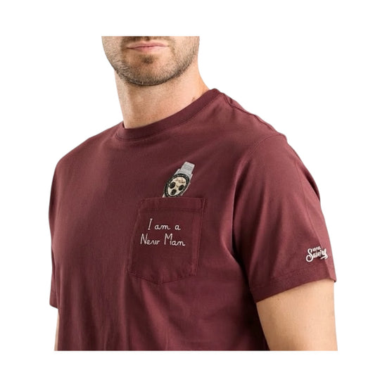T-Shirt in cotone Bordeaux con ricamo I am a new man CONR0001 03280M MC2 SAINT BARTH 