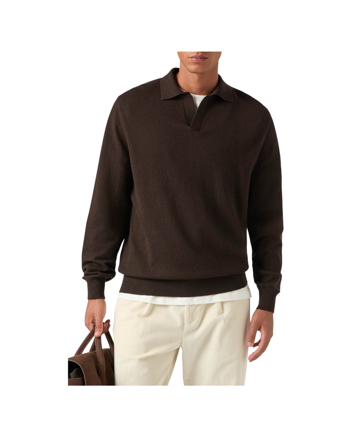 Polo in lana merino e cashmere Dark brown COV0008 00022M MC2 SAINT BARTH 