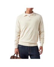 Polo in lana merino e cashmere Off white