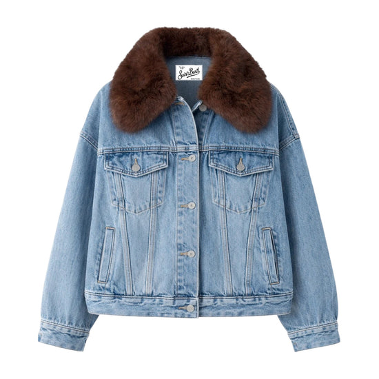 Giacca Denim con collo effetto pelliccia DLS0001 04138M MC2 SAINT BARTH 