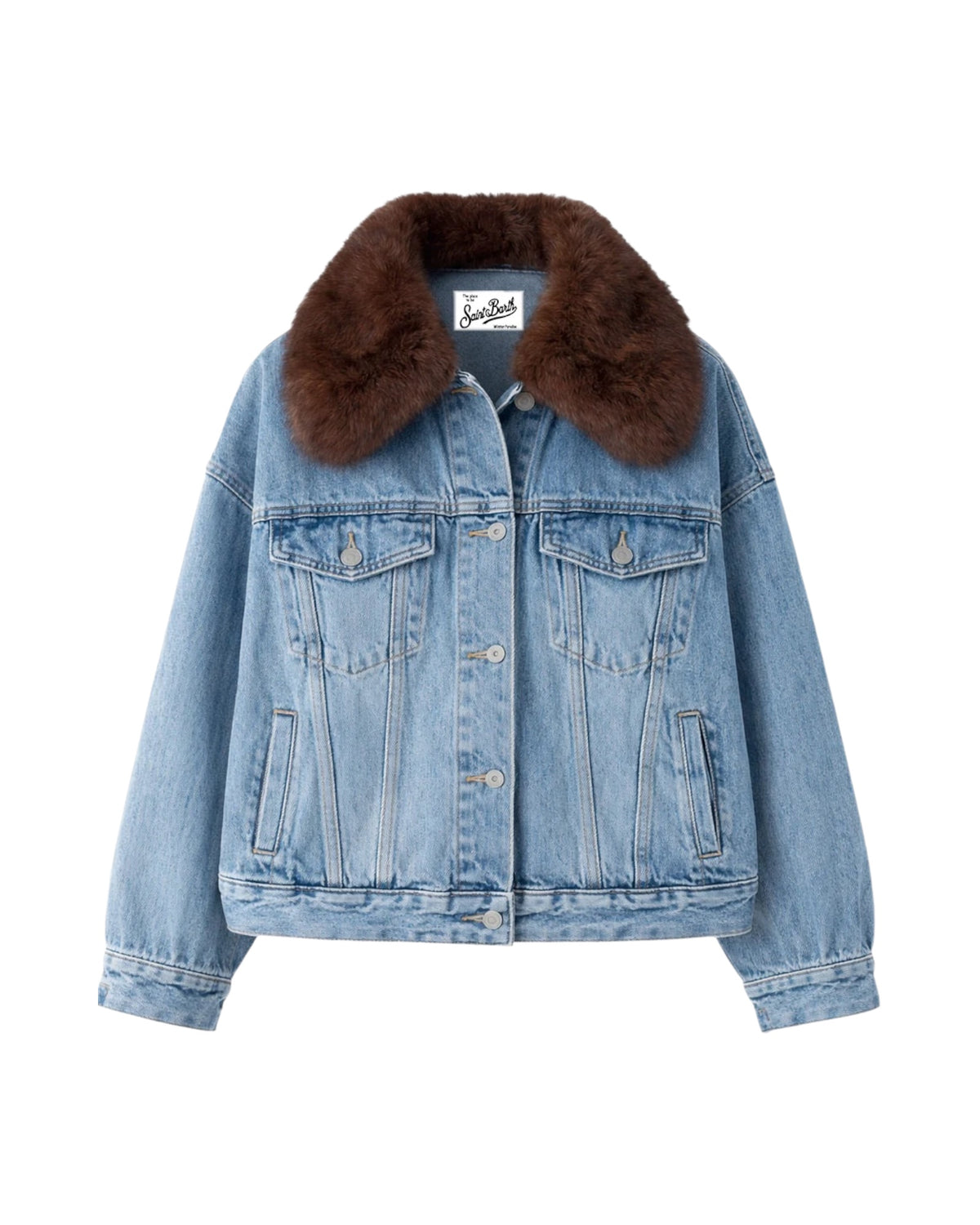 Giacca Denim con collo effetto pelliccia DLS0001 04138M MC2 SAINT BARTH 