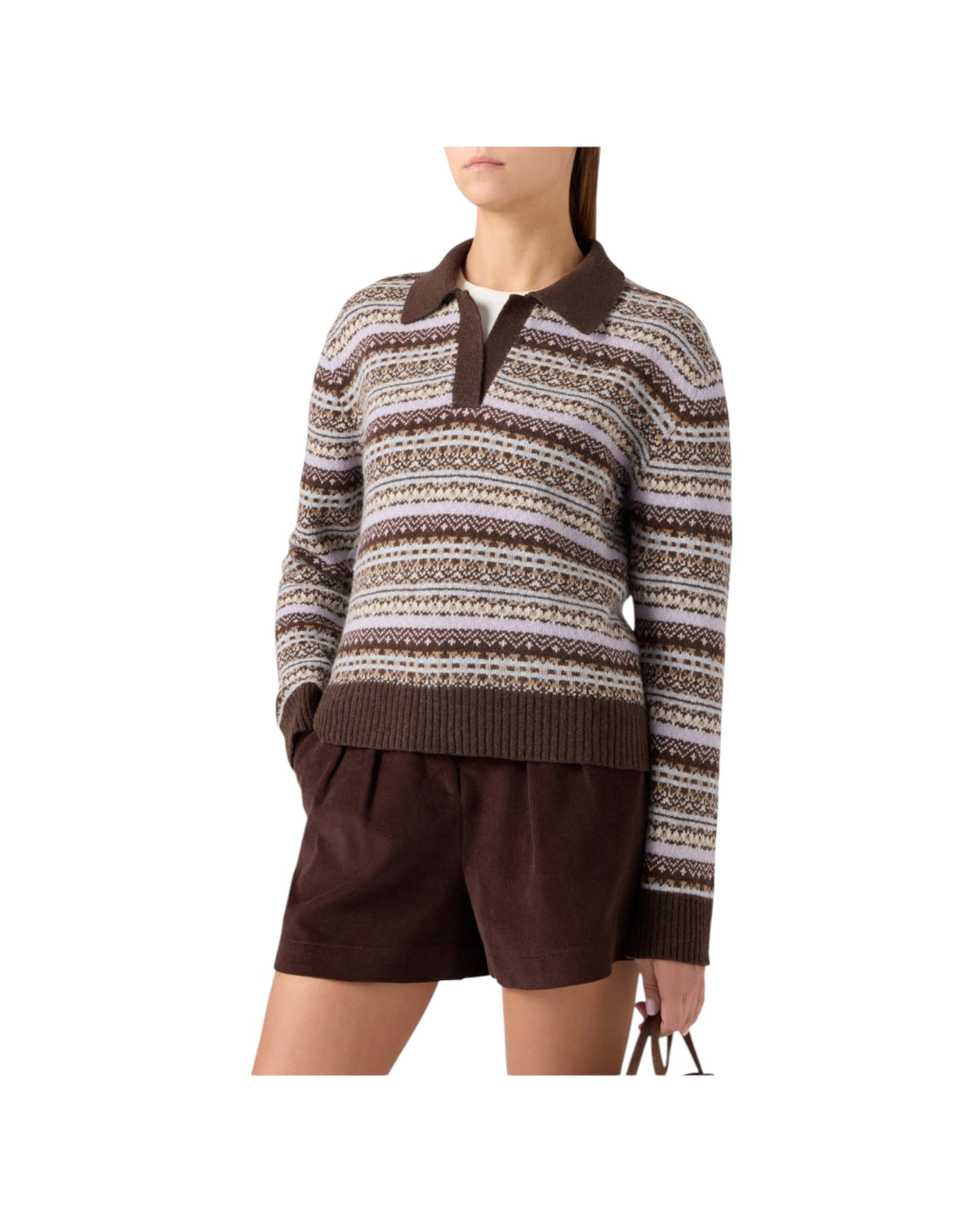 Maglione con collo polo e motivo Fair Isle EZE0005 00677M MC2 SAINT BARTH 