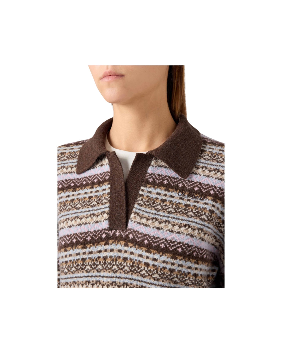 Maglione con collo polo e motivo Fair Isle EZE0005 00677M MC2 SAINT BARTH 