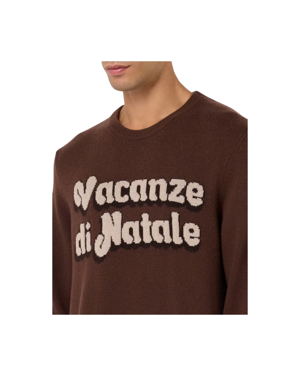 Maglione Marrone con logo Vacanze di natale HER0001 00386M MC2 SAINT BARTH 