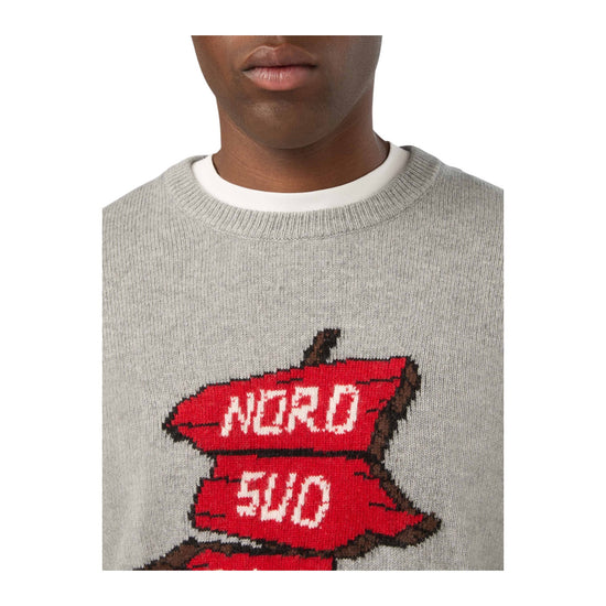 Maglione Grigio con intarsia Nord Sud Ovest Est HER0001 00676M MC2 SAINT BARTH 