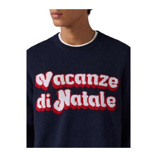 Maglione Blu con logo Vacanze di natale HER0001 01530M MC2 SAINT BARTH 