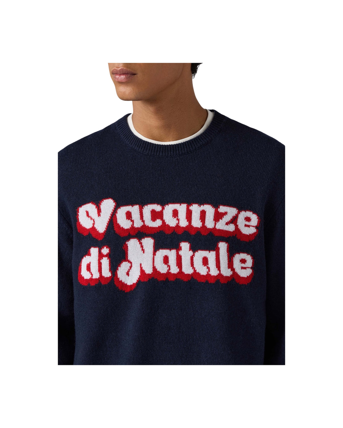 Maglione Blu con logo Vacanze di natale HER0001 01530M MC2 SAINT BARTH 