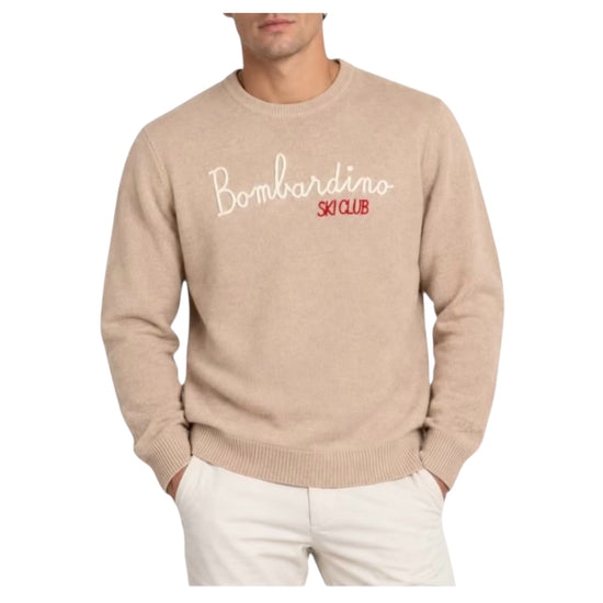 Maglione Beige con ricamo Bombardino Ski club HER0001 03760M MC2 SAINT BARTH 