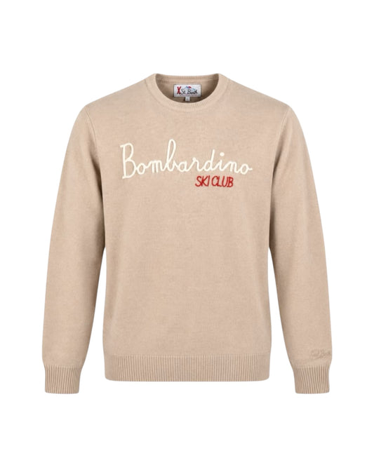 Maglione Beige con ricamo Bombardino Ski club HER0001 03760M MC2 SAINT BARTH 