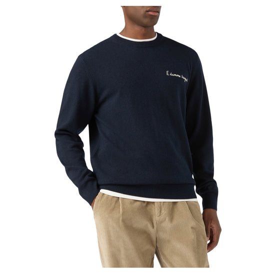Maglione Blu con ricamo E damme tregua HER0024 03248M MC2 SAINT BARTH 