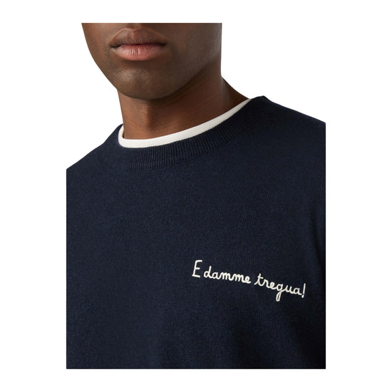 Maglione Blu con ricamo E damme tregua HER0024 03248M MC2 SAINT BARTH 