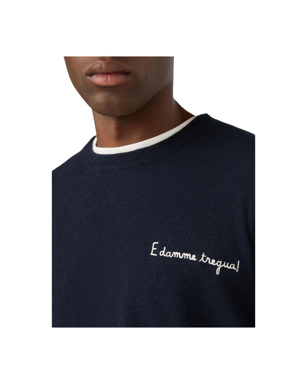 Maglione Blu con ricamo E damme tregua HER0024 03248M MC2 SAINT BARTH 