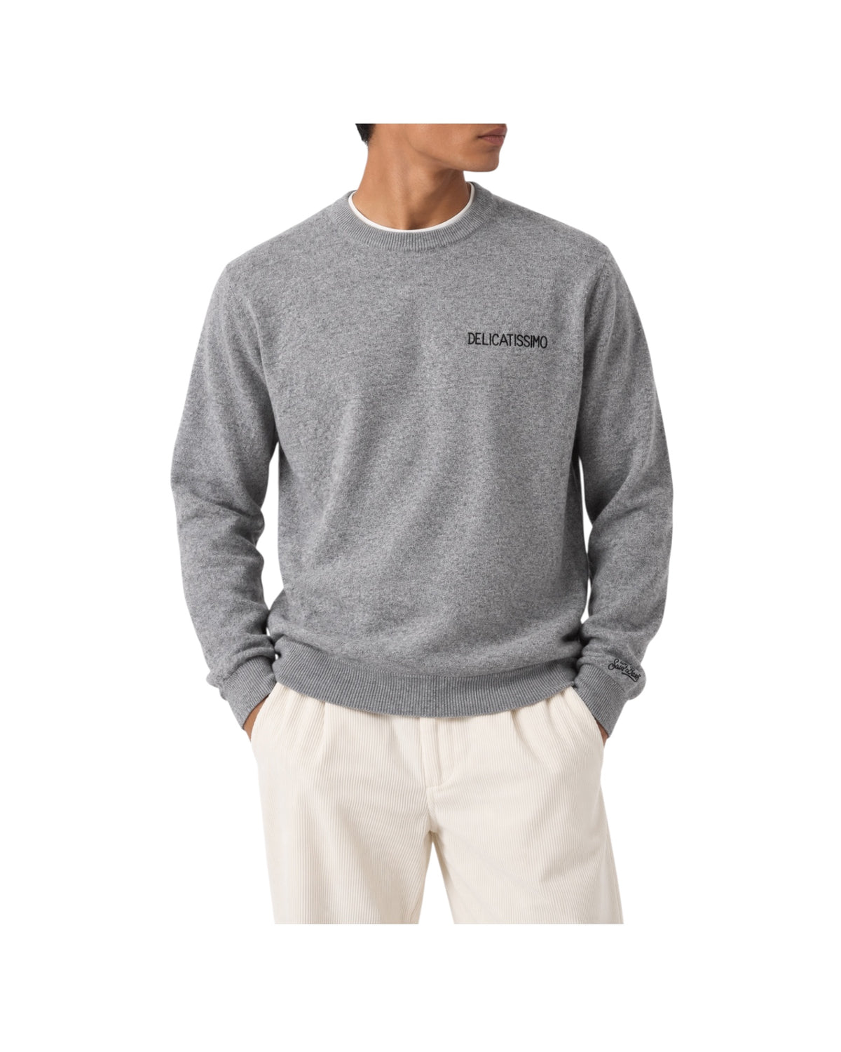 Maglione Grigio con ricamo Delicatissimo HER0024 03251M MC2 SAINT BARTH 