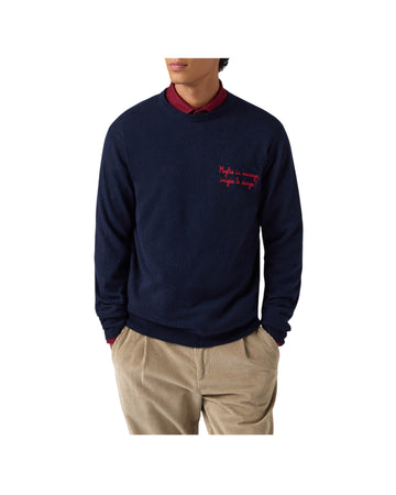 Maglione Blu con ricamo Moglie in vacanza inizia la danza HER0024 03484M MC2 SAINT BARTH 