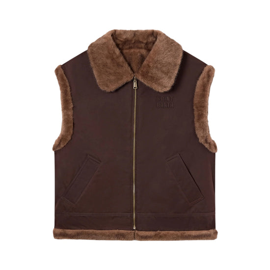 Gilet reversibile in tessuto cerato Dark brown HES004 01000M MC2 SAINT BARTH 