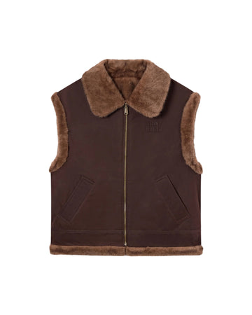 Gilet reversibile in tessuto cerato Dark brown HES004 01000M MC2 SAINT BARTH 