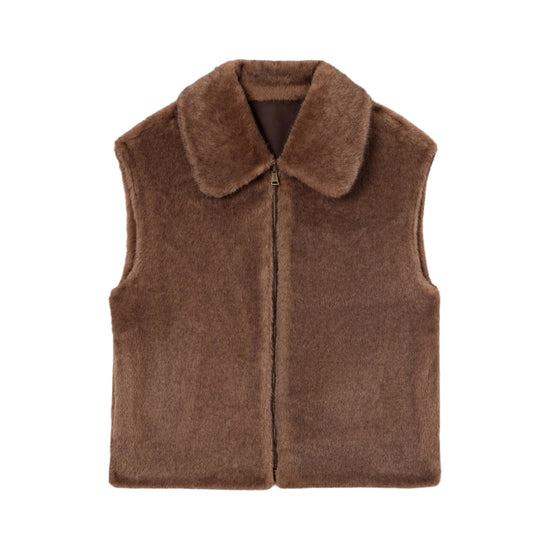 Gilet reversibile in tessuto cerato Dark brown HES004 01000M MC2 SAINT BARTH 