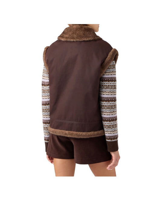 Gilet reversibile in tessuto cerato Dark brown HES004 01000M MC2 SAINT BARTH 