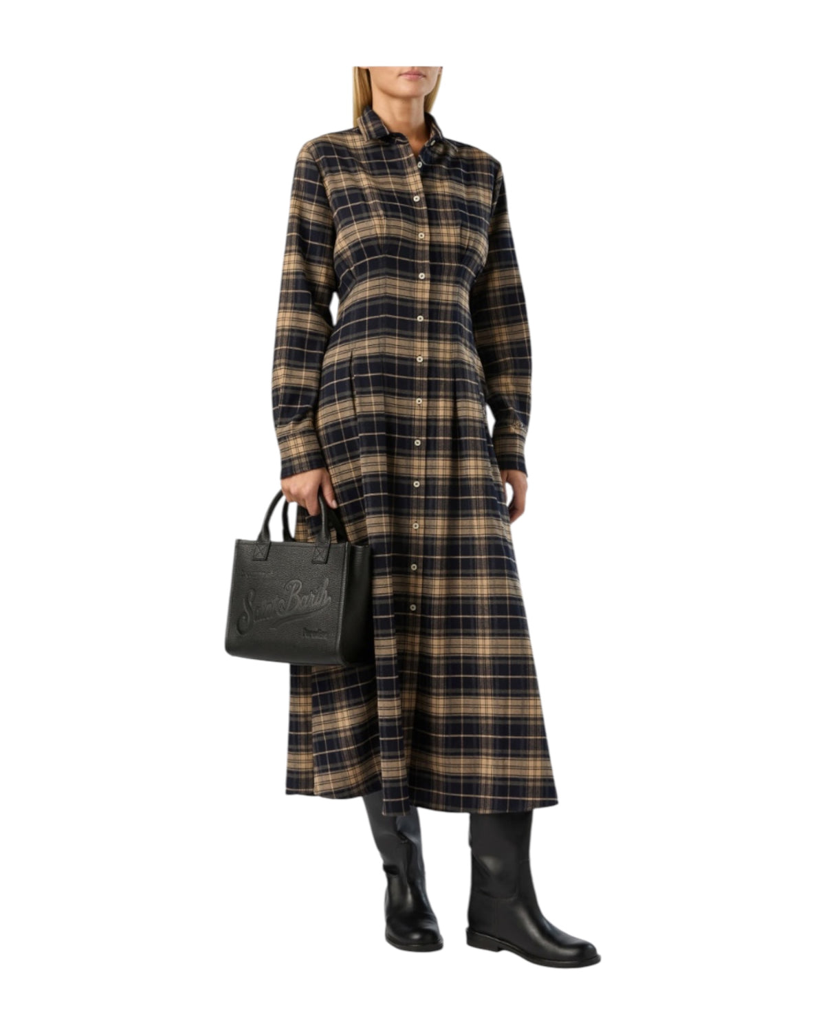 Chemisier lungo in flanella Tartan LSY0001 04103M MC2 SAINT BARTH 