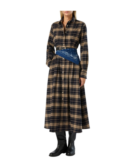 Chemisier lungo in flanella Tartan LSY0001 04103M MC2 SAINT BARTH 