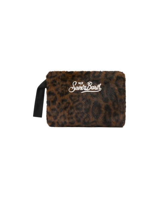 Pochette effetto pelliccia con stampa Leopardata PARE0004 00212M MC2 SAINT BARTH 