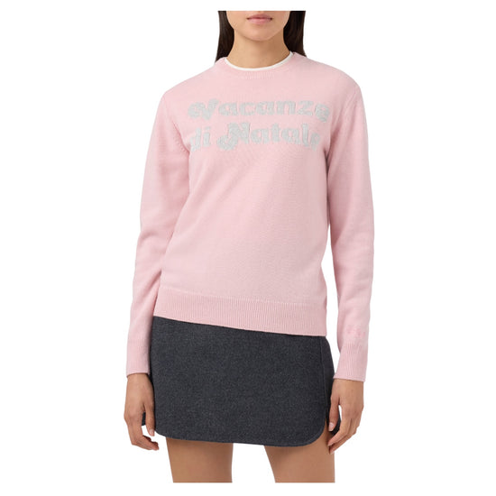 Maglione misto cashmere Rosa con jaquard lurex QUE0010 00670M MC2 SAINT BARTH 