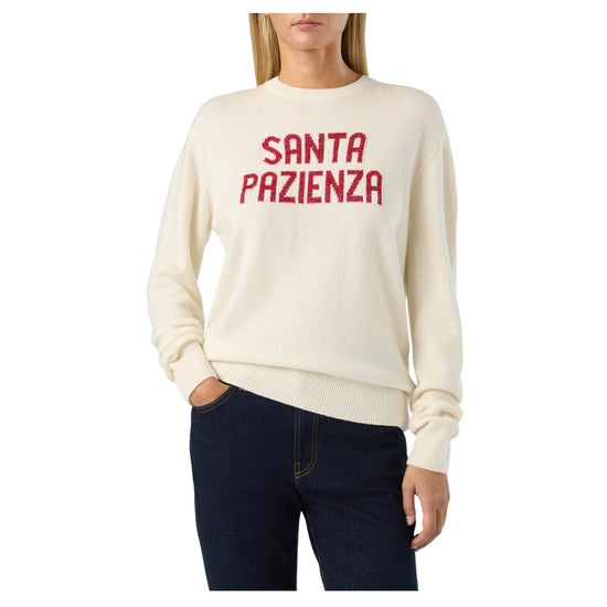 Maglione Panna con ricamo lurex Santa pazienza QUE0010 03731M MC2 SAINT BARTH 