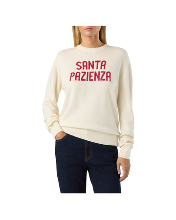 Maglione Panna con ricamo lurex Santa pazienza QUE0010 03731M MC2 SAINT BARTH 