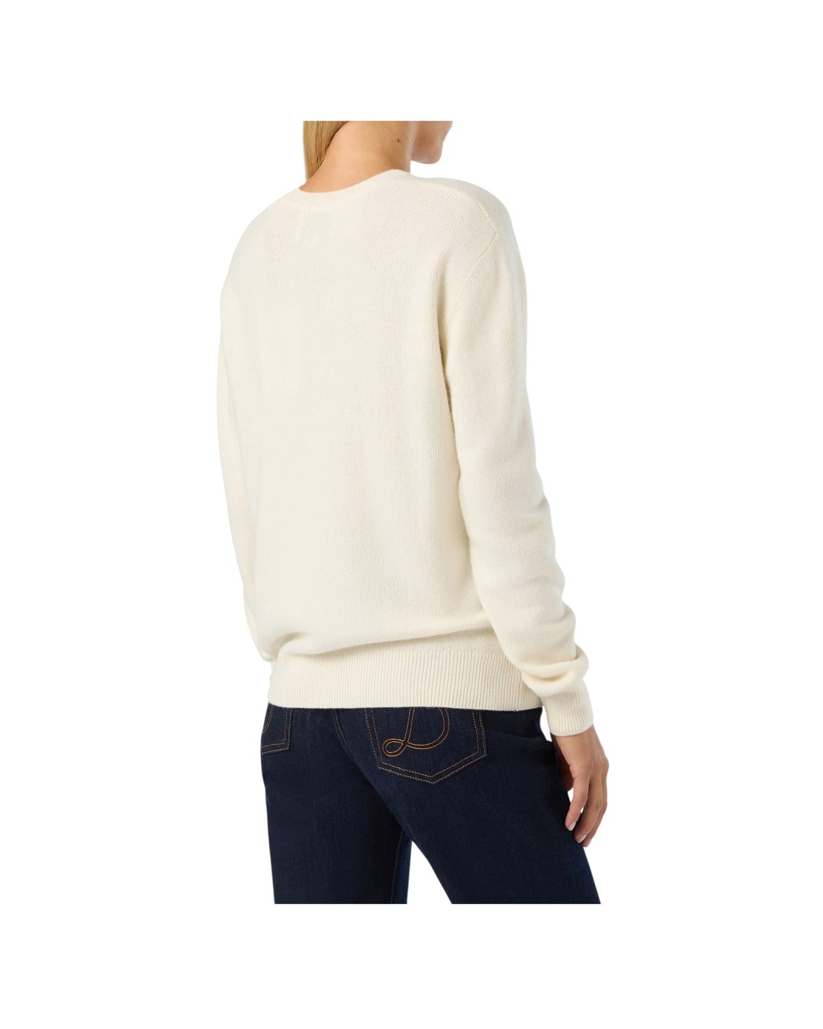 Maglione Panna con ricamo lurex Santa pazienza QUE0010 03731M MC2 SAINT BARTH 