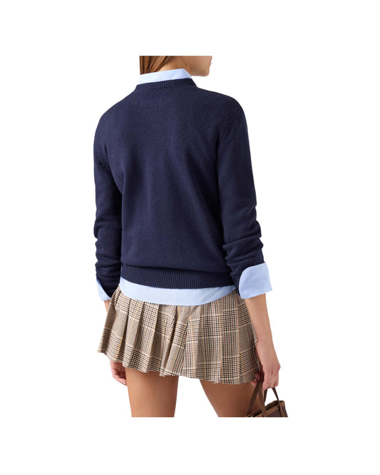 Maglia in misto lana e cashmere con ricamo Non mi fido Blue navy QUE0032 04176M MC2 SAINT BARTH 