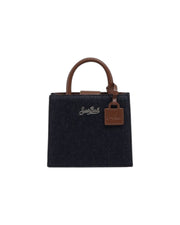 Borsa Shop Mini in pelle Denim dark