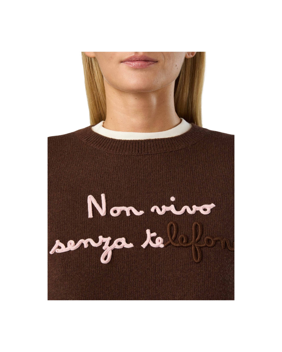 Maglione in lana e cashmere con ricamo Non vivo senza te TESS001 04230M MC2 SAINT BARTH 