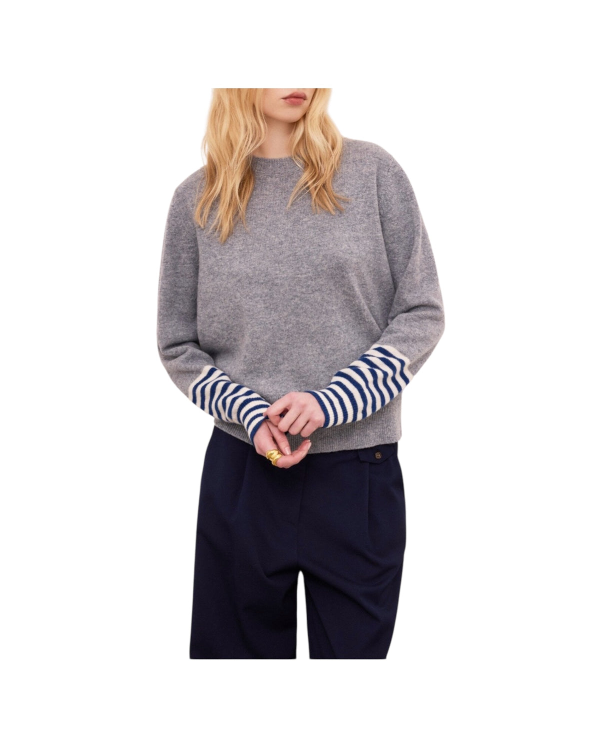 Maglia girocollo in lana Grigio BBG DK9330 UNICA OTTOD'AME 