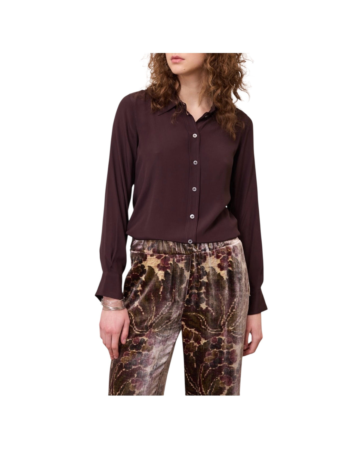 Camicia in misto seta Aubergine BNT DC5321 AUBERGINE OTTOD'AME 
