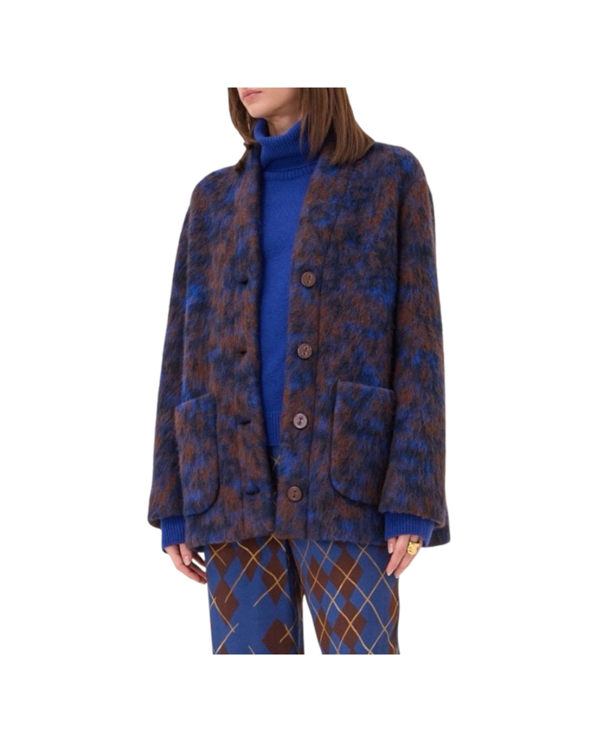 Cappotto corto Blu/marrone BRC DJ0108 UNICA OTTOD'AME 