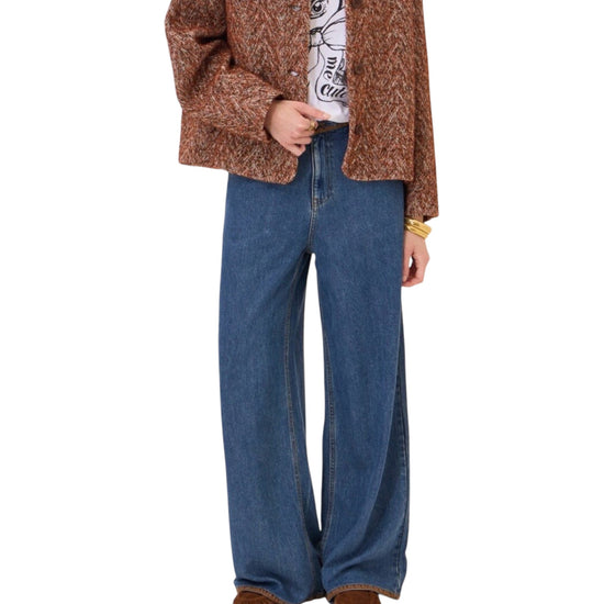 Jeans Wide leg con ricami a contrasto JNN DP0097 UNICA OTTOD'AME 