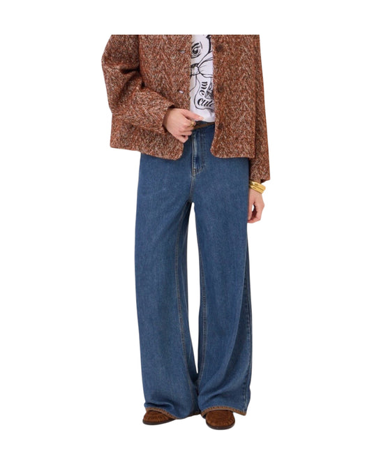 Jeans Wide leg con ricami a contrasto JNN DP0097 UNICA OTTOD'AME 