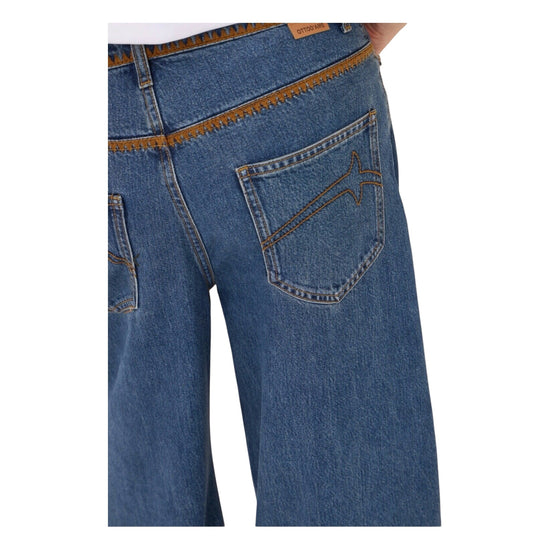 Jeans Wide leg con ricami a contrasto JNN DP0097 UNICA OTTOD'AME 